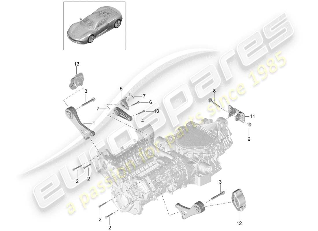porsche 918 spyder (2015) suspension moteur schéma des pièces