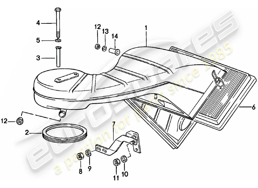 porsche 1978 (911) schéma des pièces du filtre à air