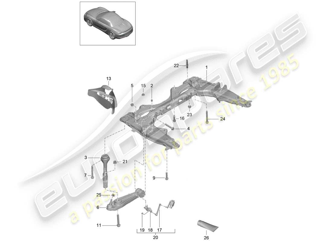 porsche 2016 (981 boxster) diagramme des pièces de la traverse