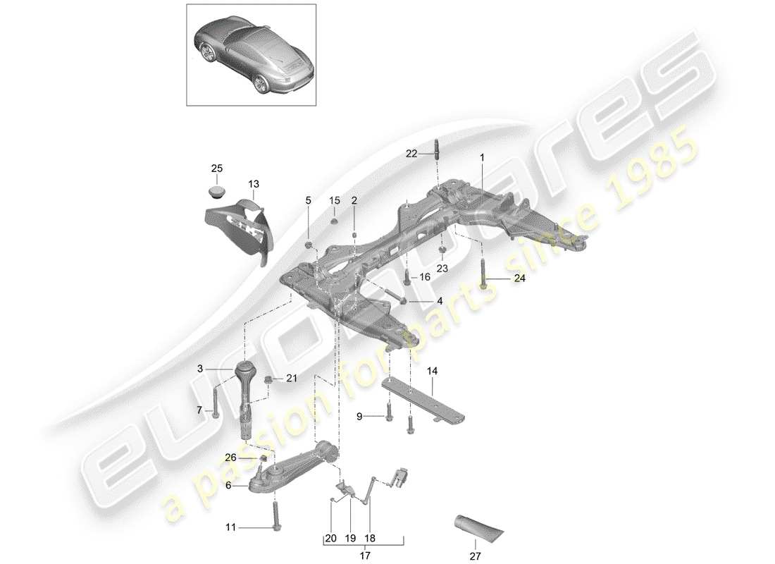 porsche 2012 (991-1) traverse schéma des pièces