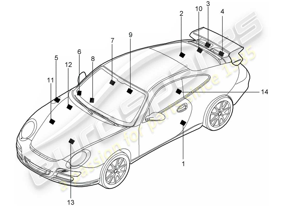 porsche 2009 (997-2 gt3) signes/avis schéma des pièces
