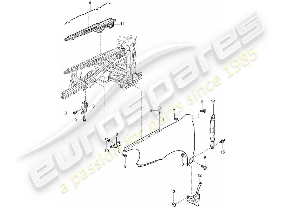 porsche 2006 (cayenne e1 9pa) diagramme des pièces fender