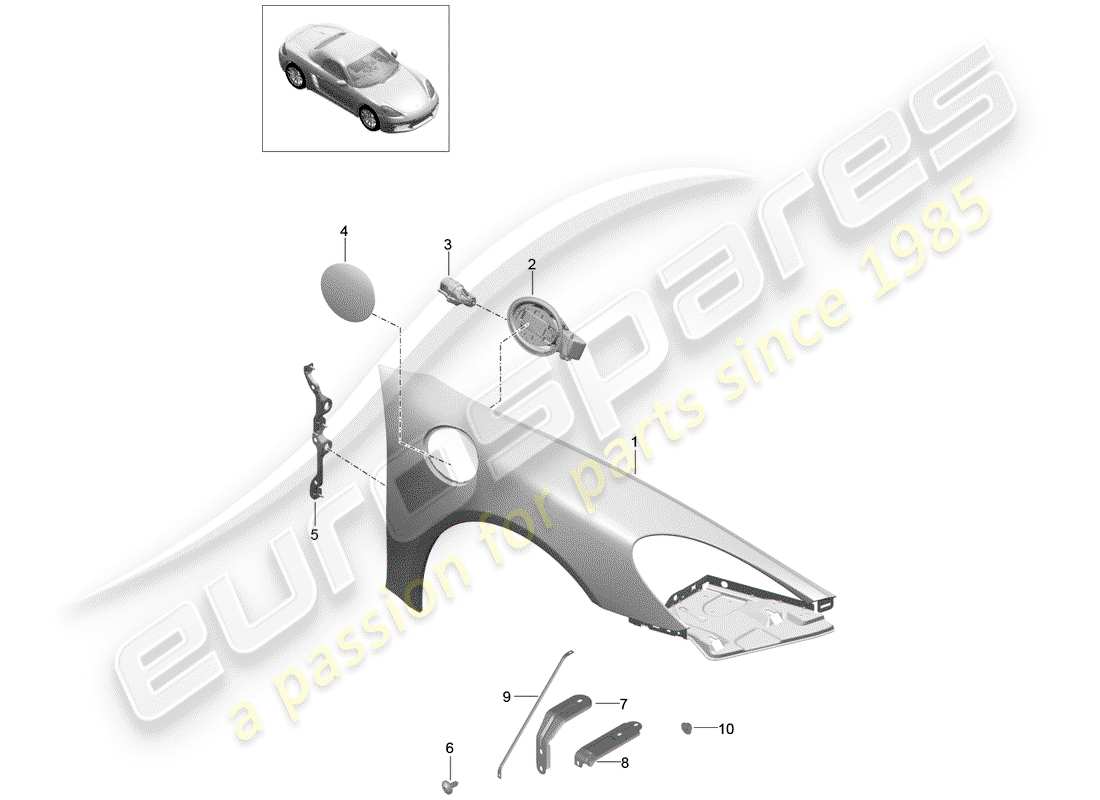 porsche 2020 (718 boxster) diagramme des pièces fender