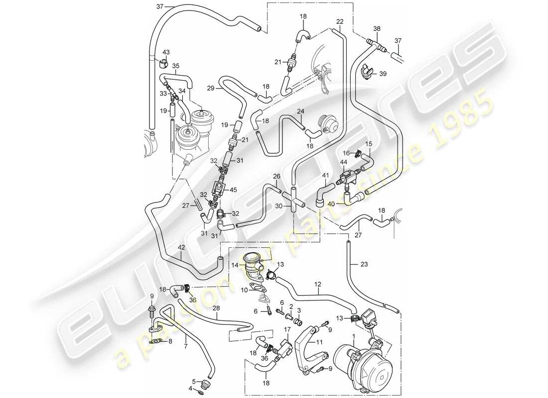 porsche 2001 (996 gt3) injection d'air schéma des pièces