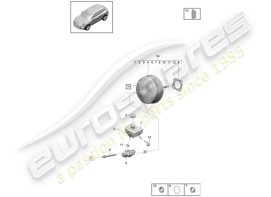 porsche 2020 (macan) maitre-cylindre de frein schéma des pièces