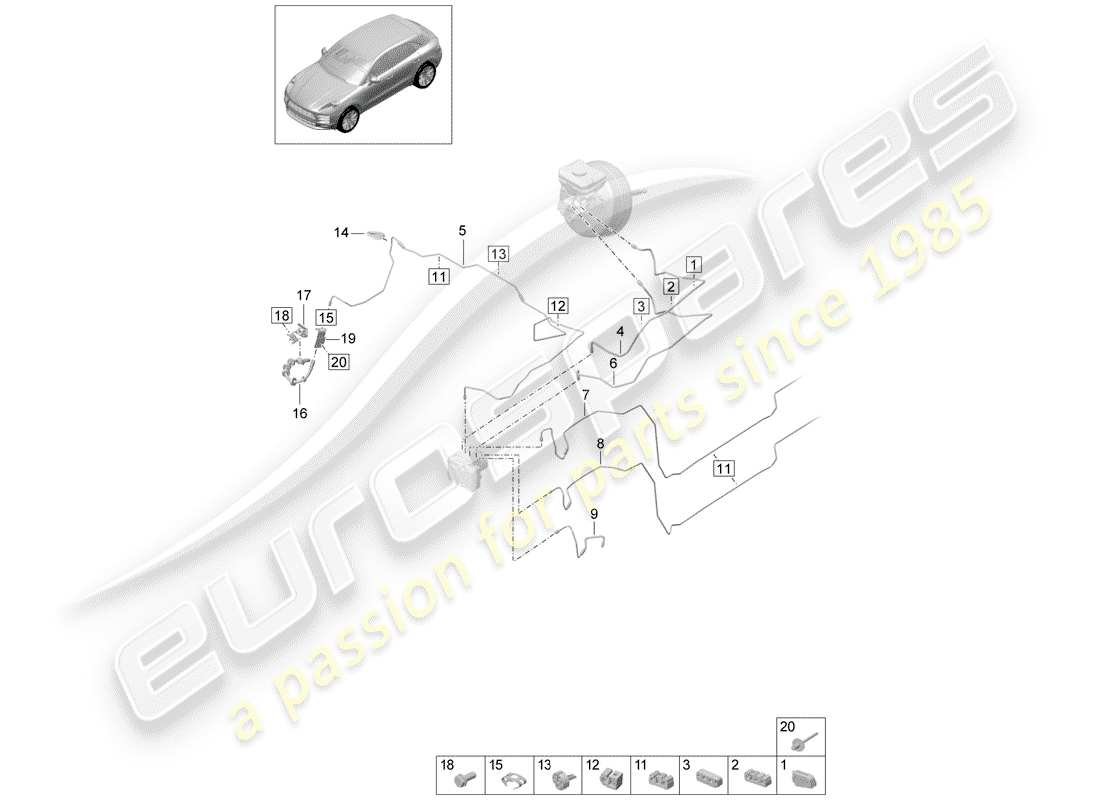 porsche 2020 (macan) conduite de frein schéma des pièces