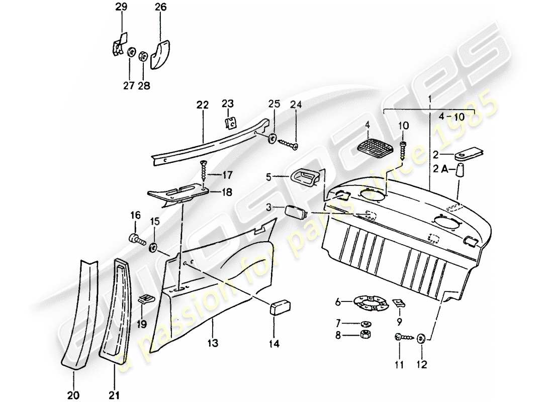 porsche 1990 (964) équipement intérieur schéma des pièces