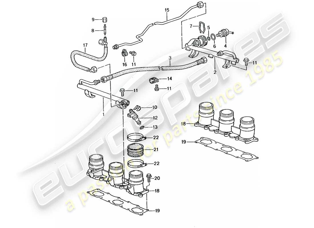 porsche 2001 (996 gt3) tuyau de récupération de carburant schéma des pièces