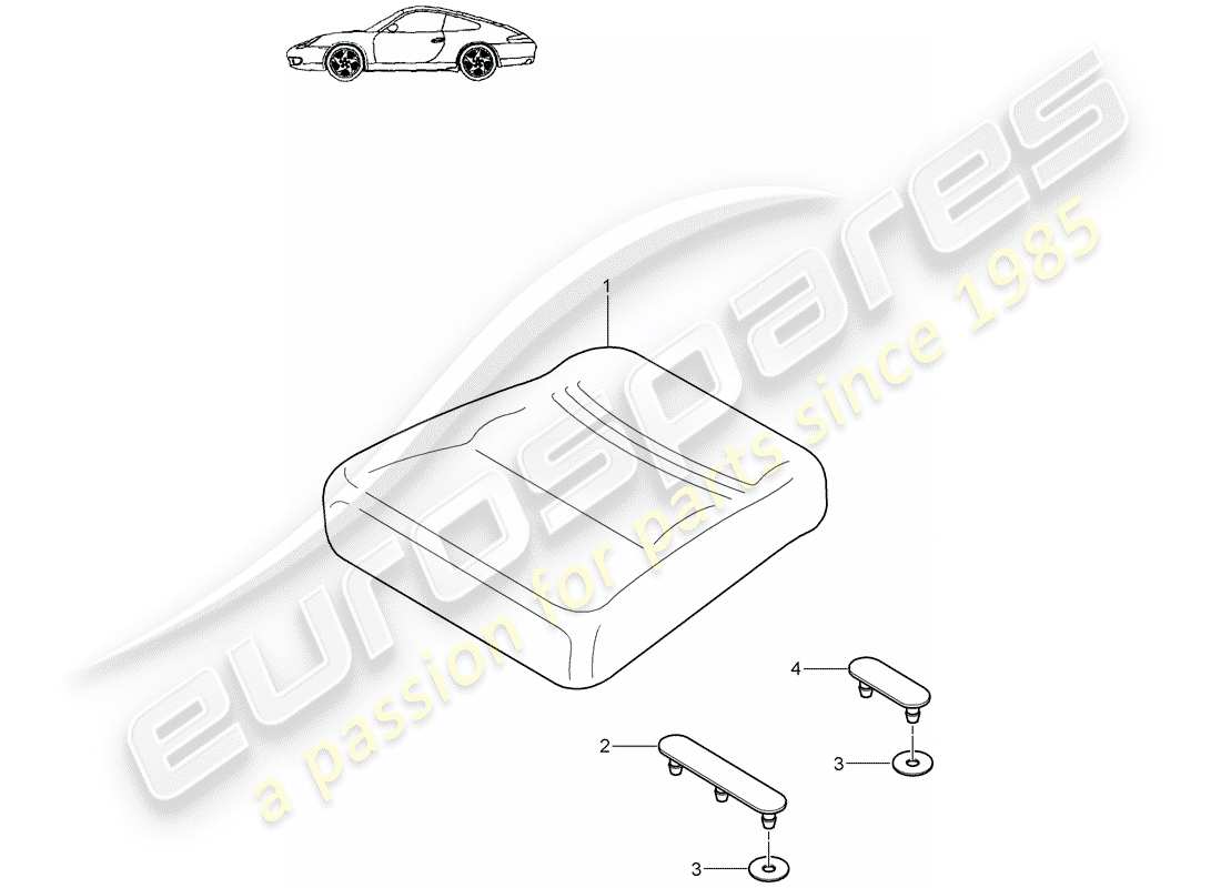porsche 2000 (996) coussin de siège arrière schéma des pièces