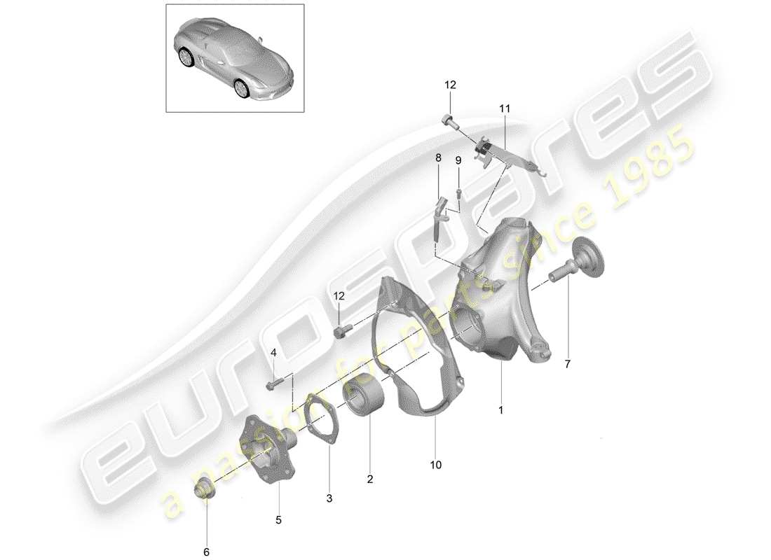 porsche 2016 (981 boxster spyder) support de roue schéma des pièces