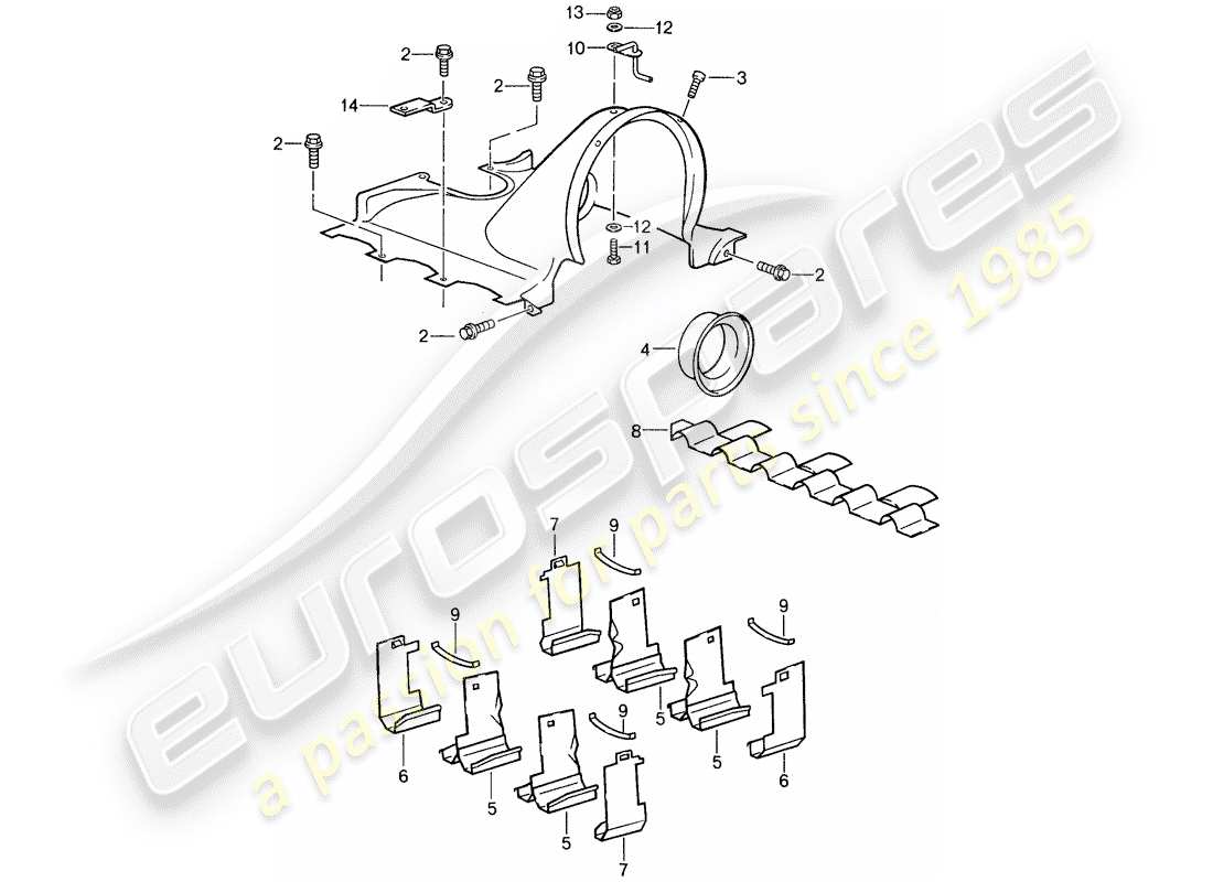 porsche 1988 (959) conduit d'air schéma des pièces