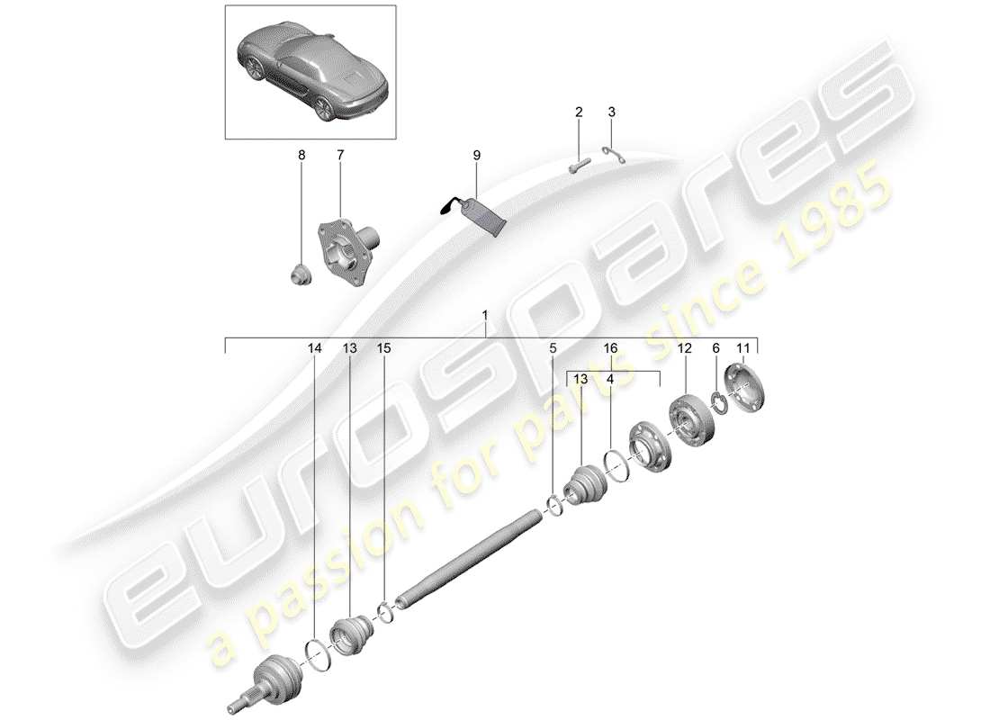 porsche 2015 (981 boxster) arbre d'entraînement schéma des pièces
