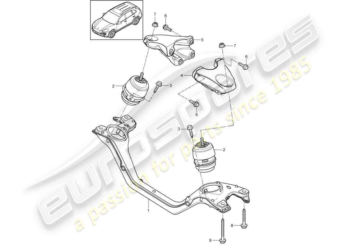 porsche 2017 (cayenne e2 92a) palan de levage du moteur inférieur schéma des pièces