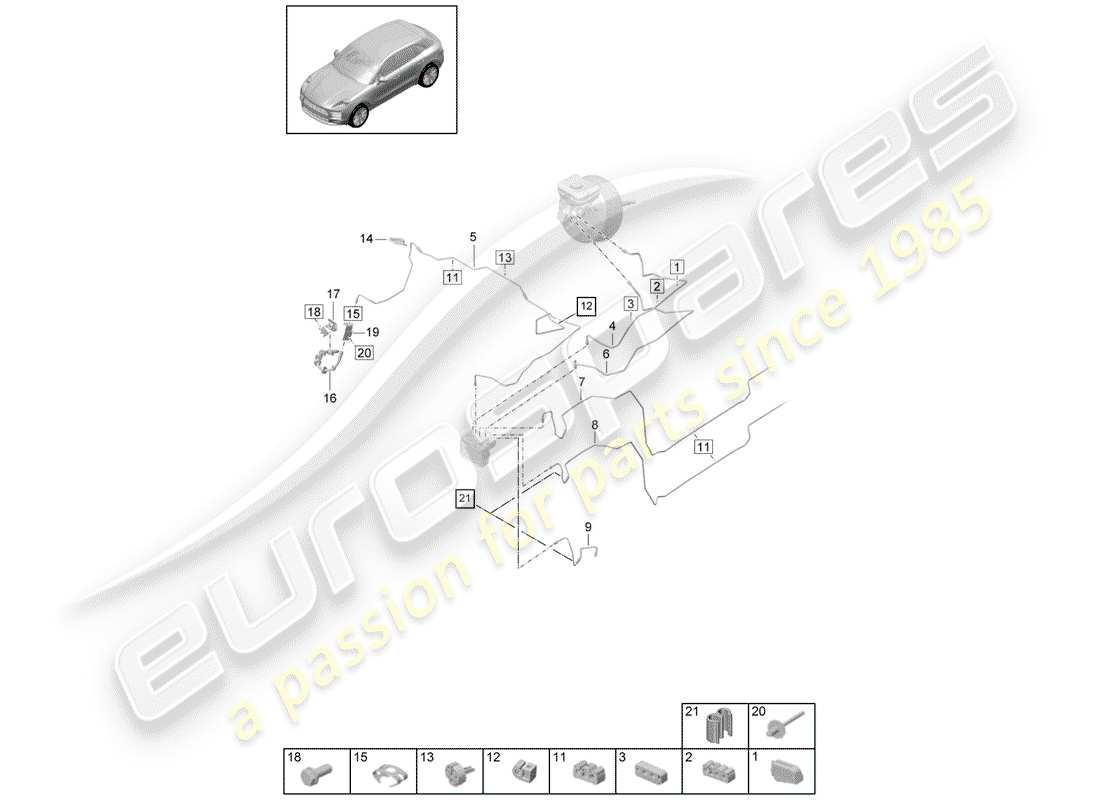 porsche 2019 (macan) conduite de frein schéma des pièces