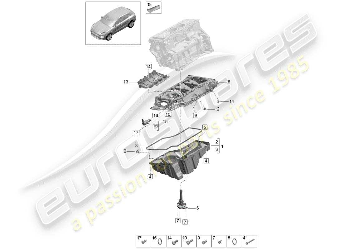 porsche 2019 (macan) boîtier conducteur d'huile schéma des pièces