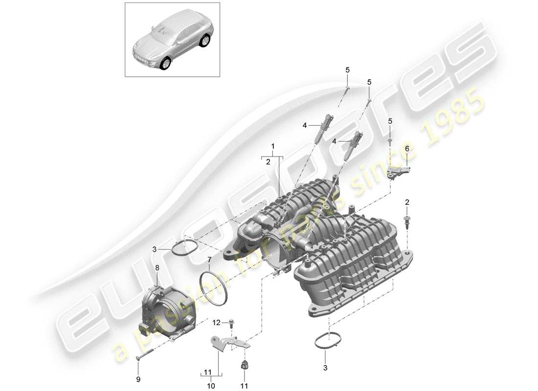 porsche 2016 (macan) distributeur d'air d'admission schéma des pièces