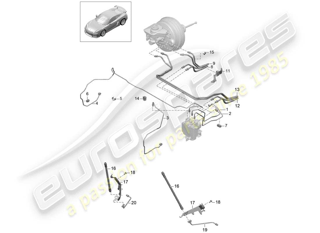 porsche 2016 (981 cayman gt4) conduites de frein schéma des pièces