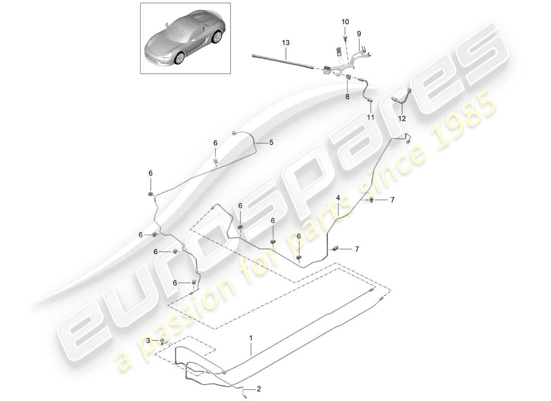 porsche 2016 (981 boxster spyder) conduites de frein schéma des pièces
