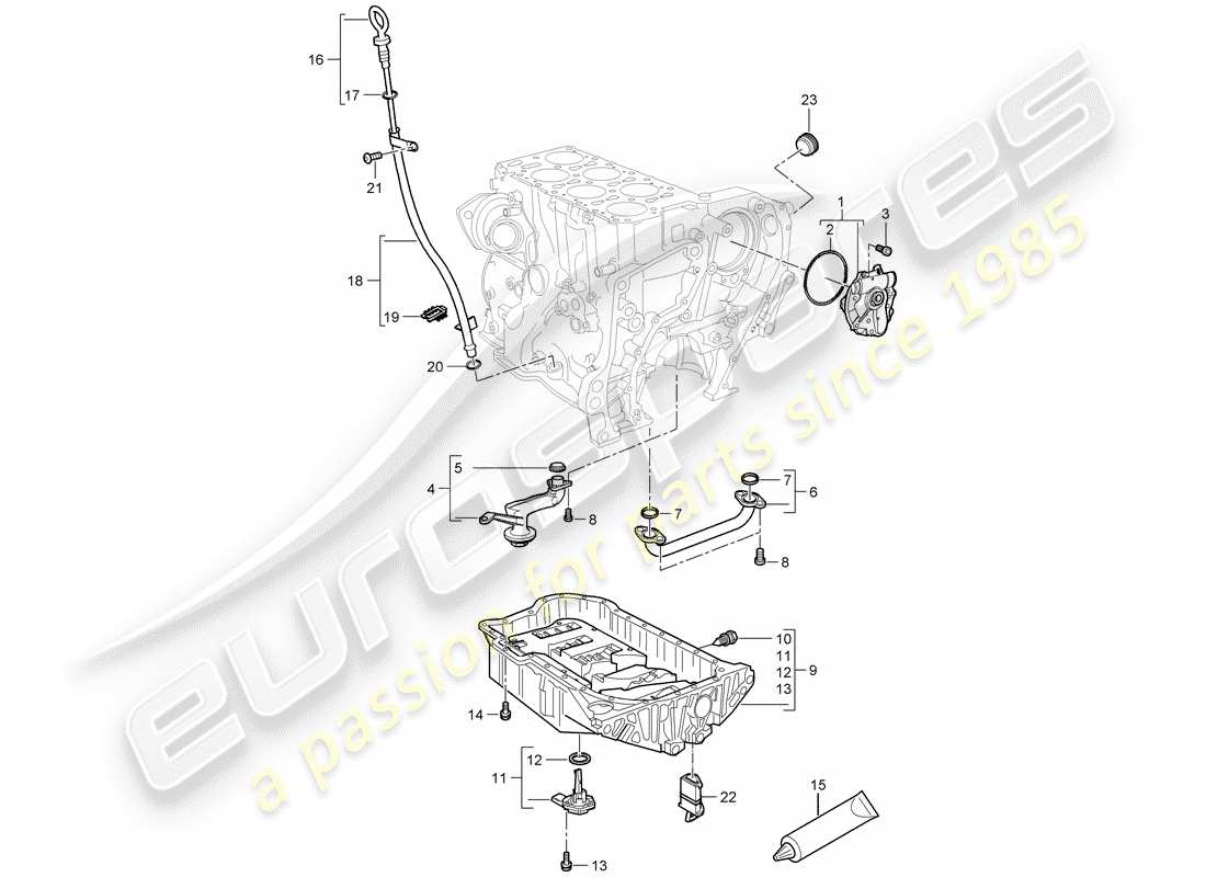 porsche 2010 (cayenne e1 9pa) pompe à huile schéma des pièces