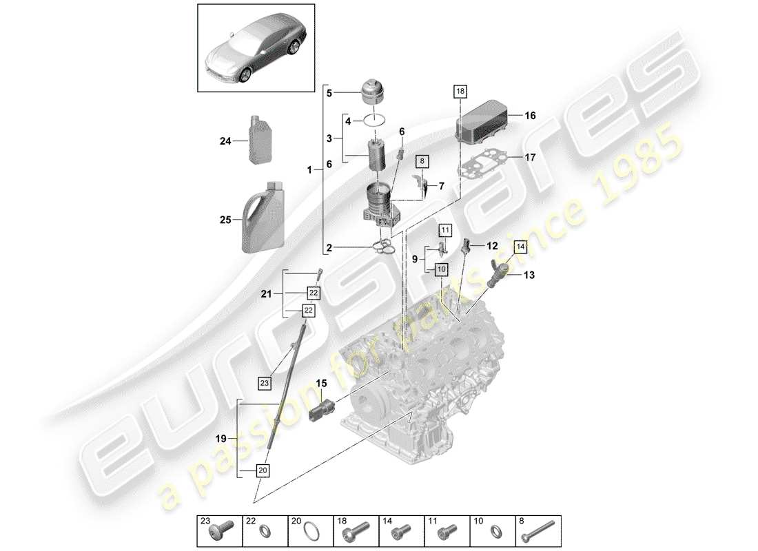 porsche 2017 (panamera 971-1) filtre à huile schéma des pièces