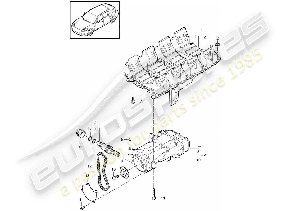 porsche 2016 (panamera 970) plaque de déflecteur d'huile schéma des pièces