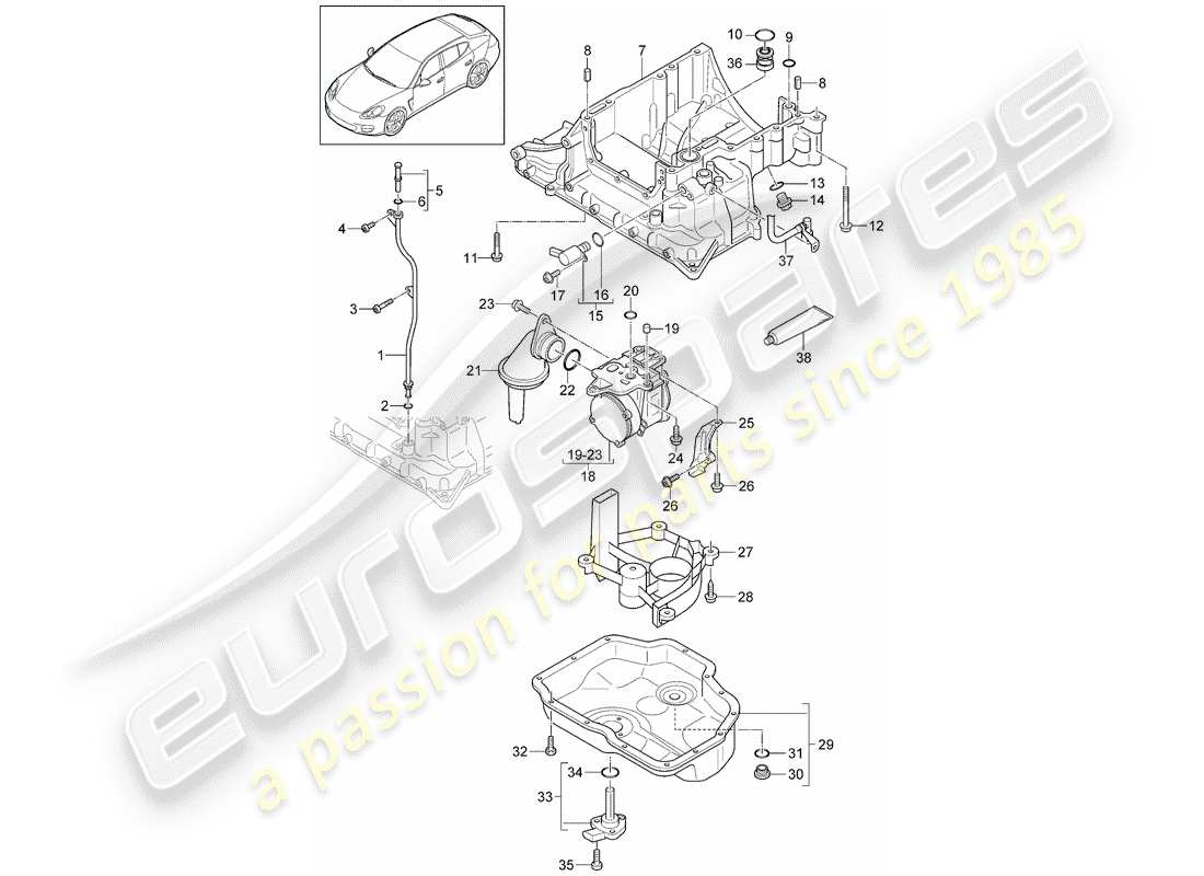 porsche 2011 (panamera 970) boîtier conducteur d'huile schéma des pièces