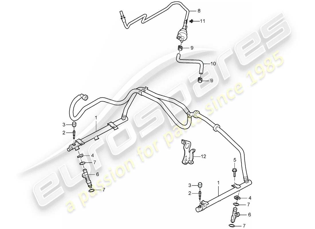 porsche 2008 (987 boxster) tuyau de récupération de carburant schéma des pièces