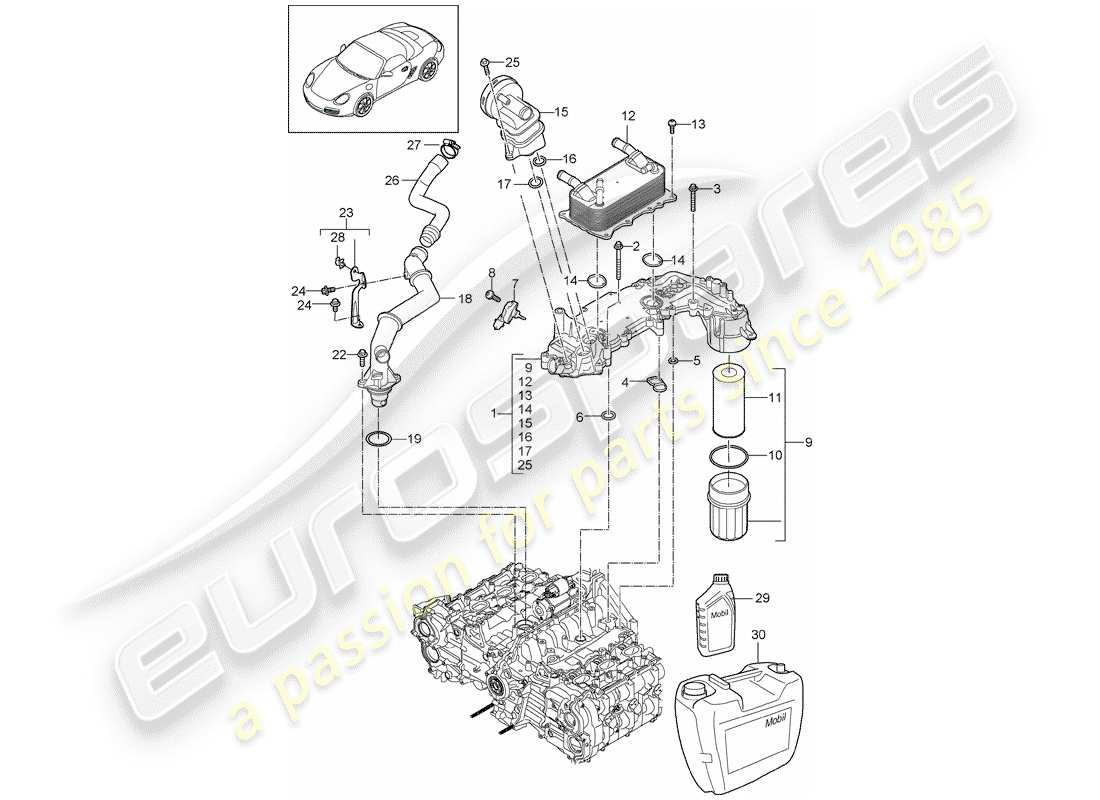 porsche 2011 (987 boxster) lubrification du moteur schéma des pièces