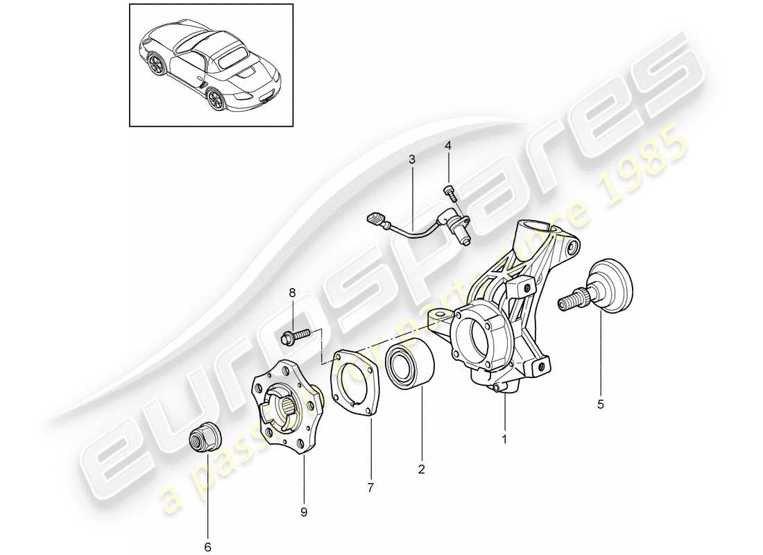 porsche 2011 (987 boxster) porte-roue schéma des pièces