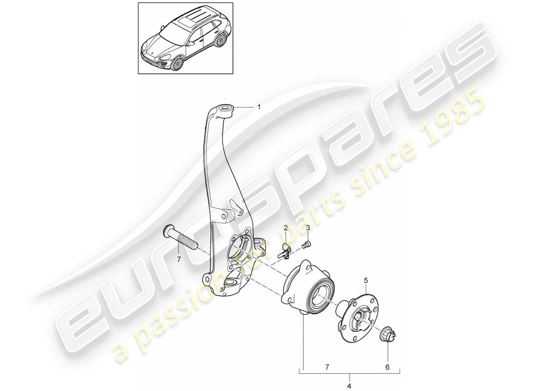 porsche 2016 (cayenne e2 92a) roulement de pivot schéma des pièces