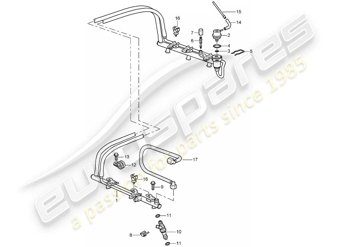 porsche 2002 (996) tuyau de récupération de carburant schéma des pièces