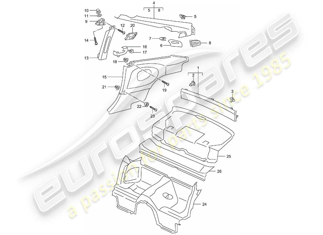 porsche 2004 (996) garnitures schéma des pièces