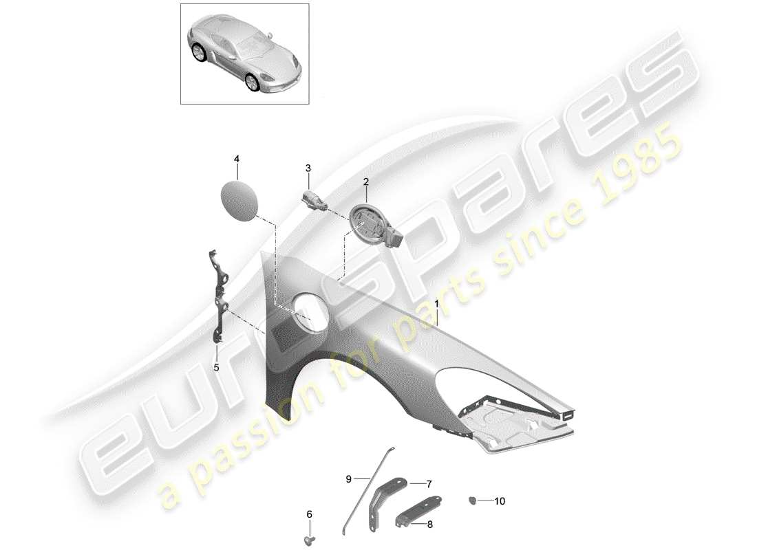 porsche 2018 (718 cayman) diagramme des pièces fender