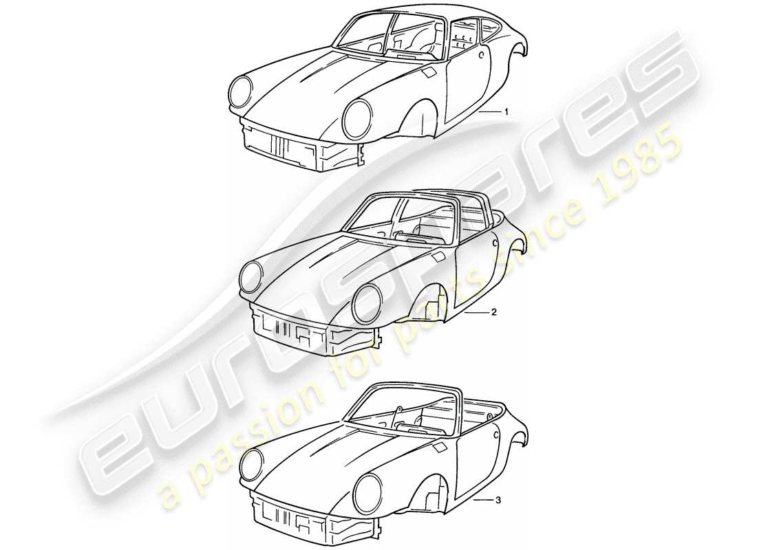 porsche 1986 (911) carrosserie diagramme de pièce
