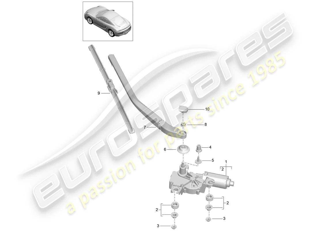 porsche 2014 (981 cayman) essuie-glace arrière schéma des pièces