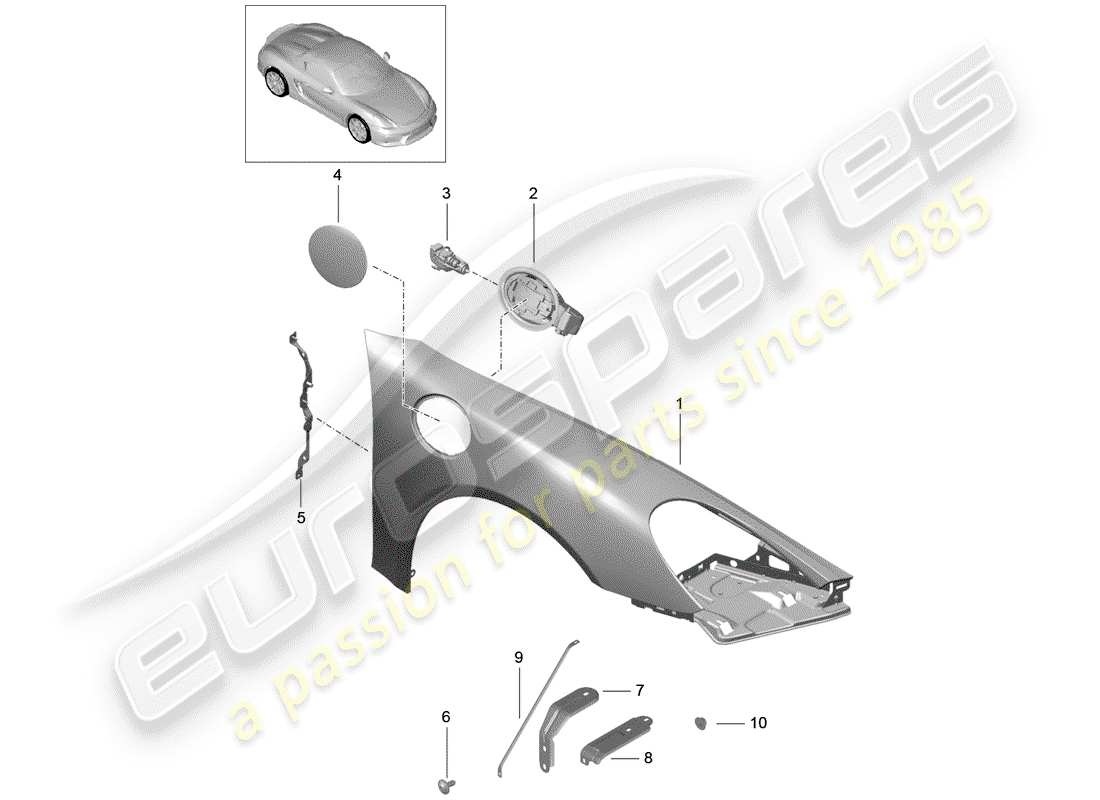 porsche 2016 (981 boxster spyder) diagramme des pièces fender