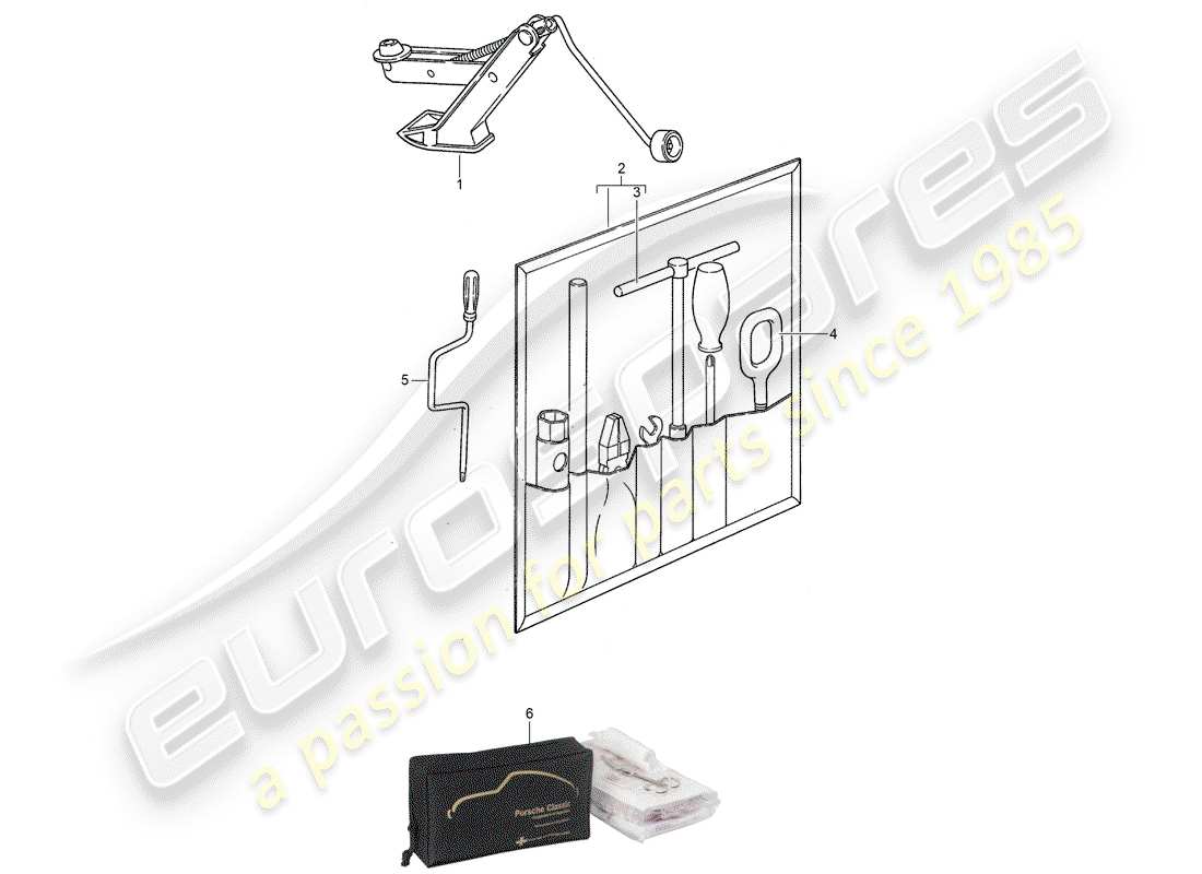 porsche 1994 (968) accessoires - outil - trousse de premiers secours schéma des pièces