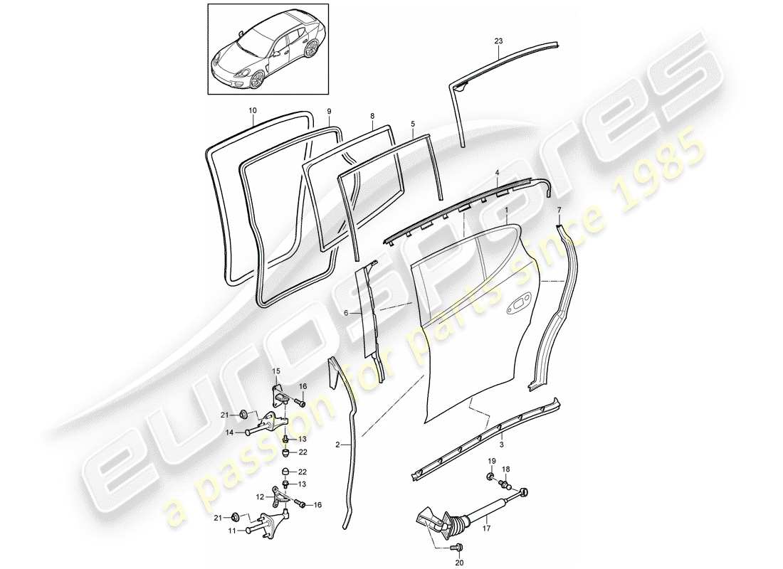 porsche 2011 (panamera 970) coque de porte schéma des pièces