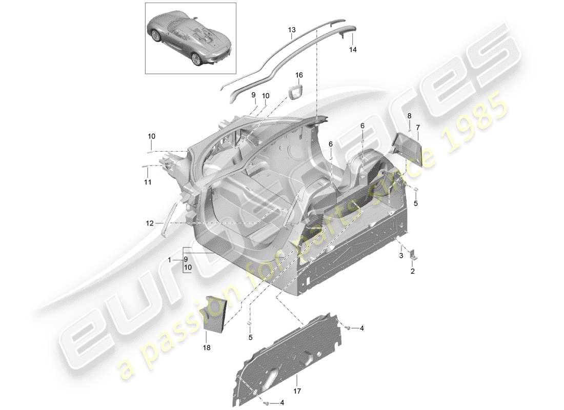 porsche 2015 (918 spyder) monocoque schéma des pièces