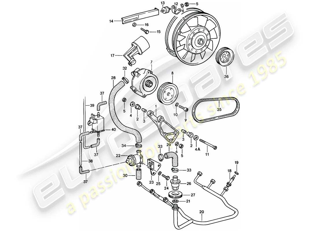 porsche 1984 (911) injection d'air schéma des pièces