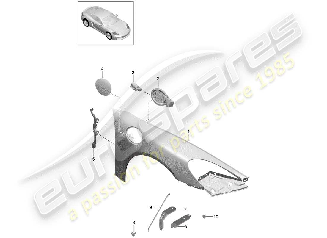 porsche 718 cayman (2020) diagramme des pièces fender