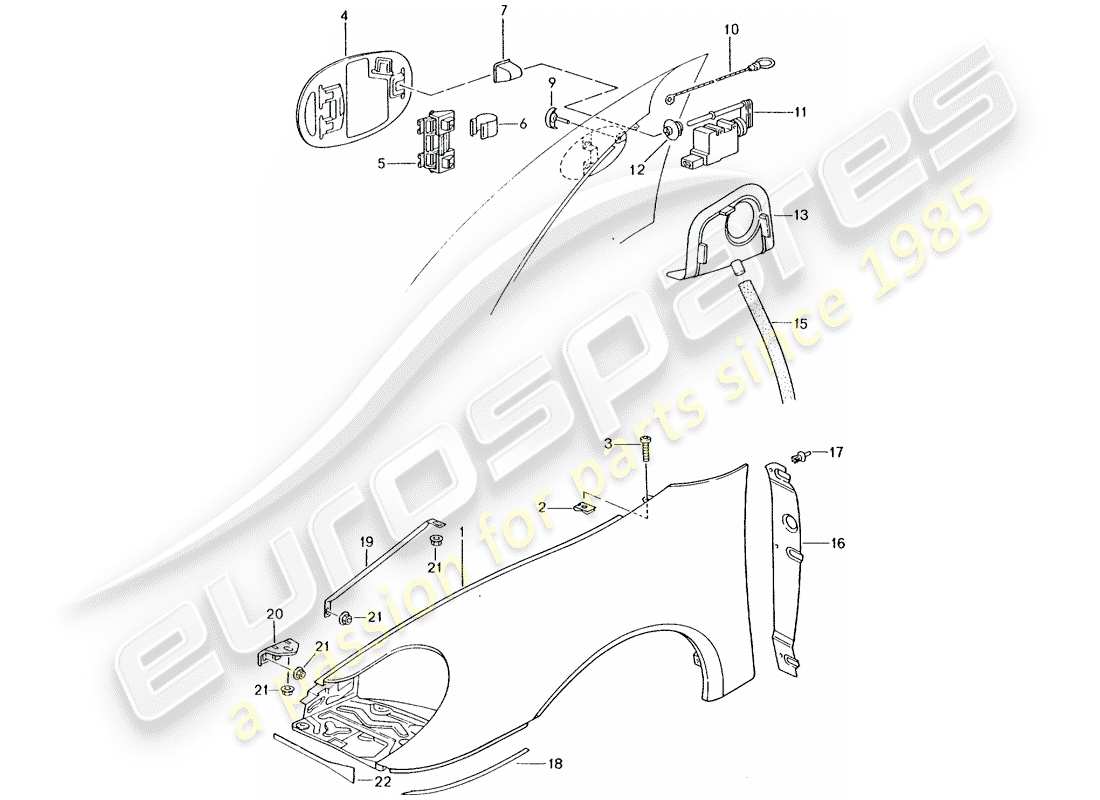 porsche 2001 (996 turbo / gt2) diagramme des pièces fender