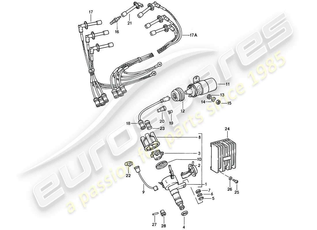 porsche 1987 (911) électrique du moteur 1 schéma des pièces