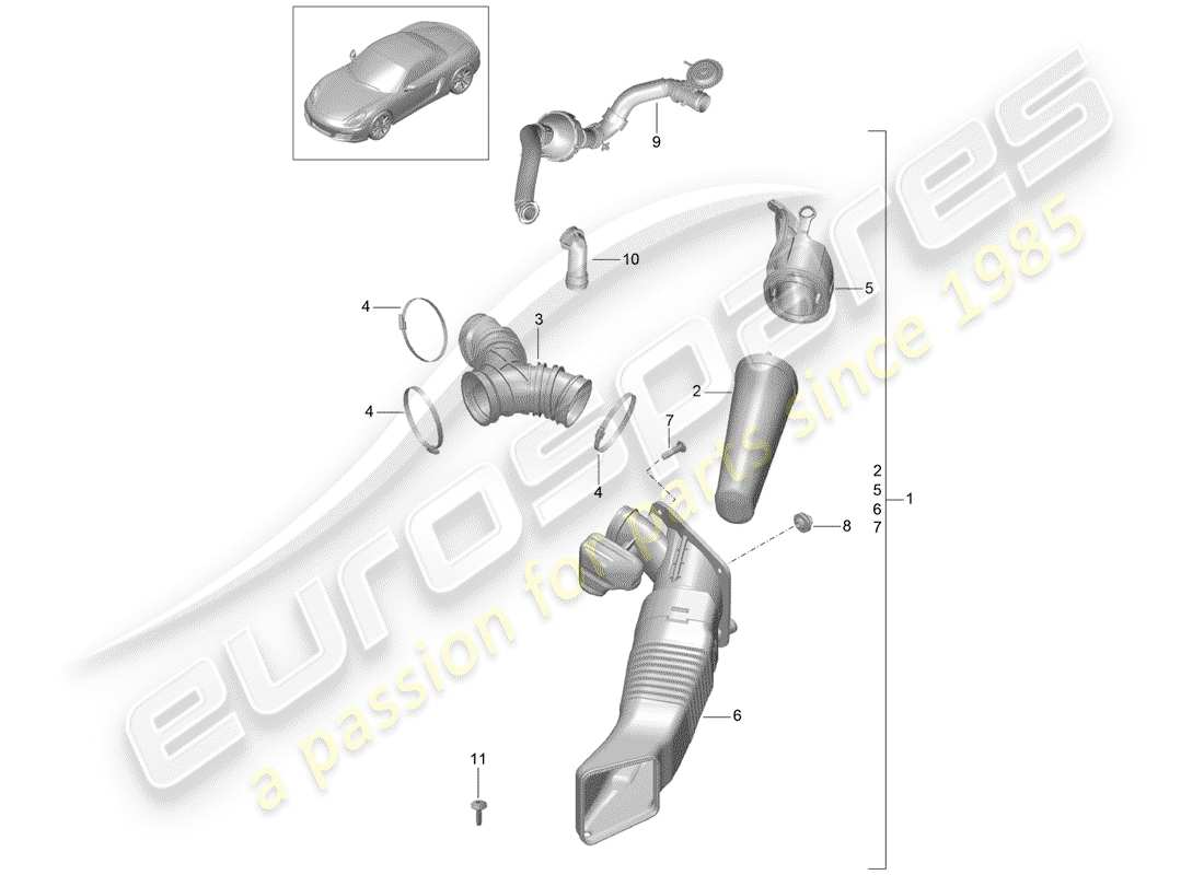 porsche 2012 (981 boxster) schéma des pièces du filtre à air