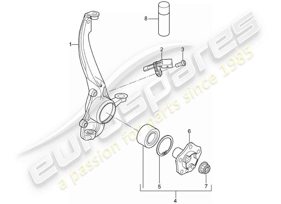 porsche 2008 (cayenne e1 9pa) roulement de pivot schéma des pièces