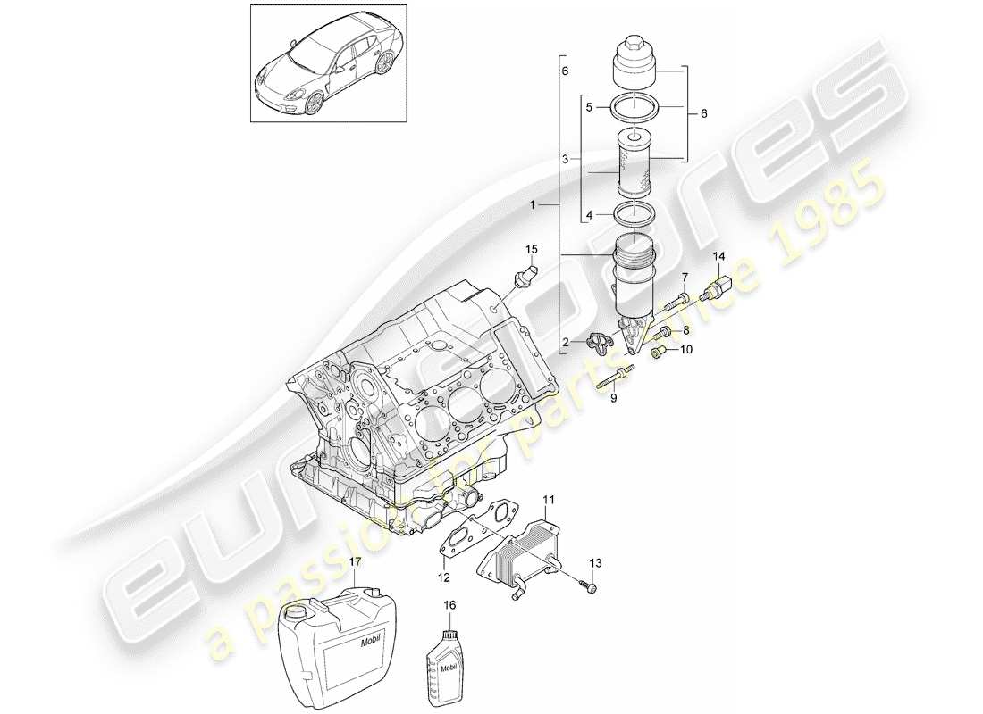 porsche 2016 (panamera 970) filtre à huile schéma des pièces