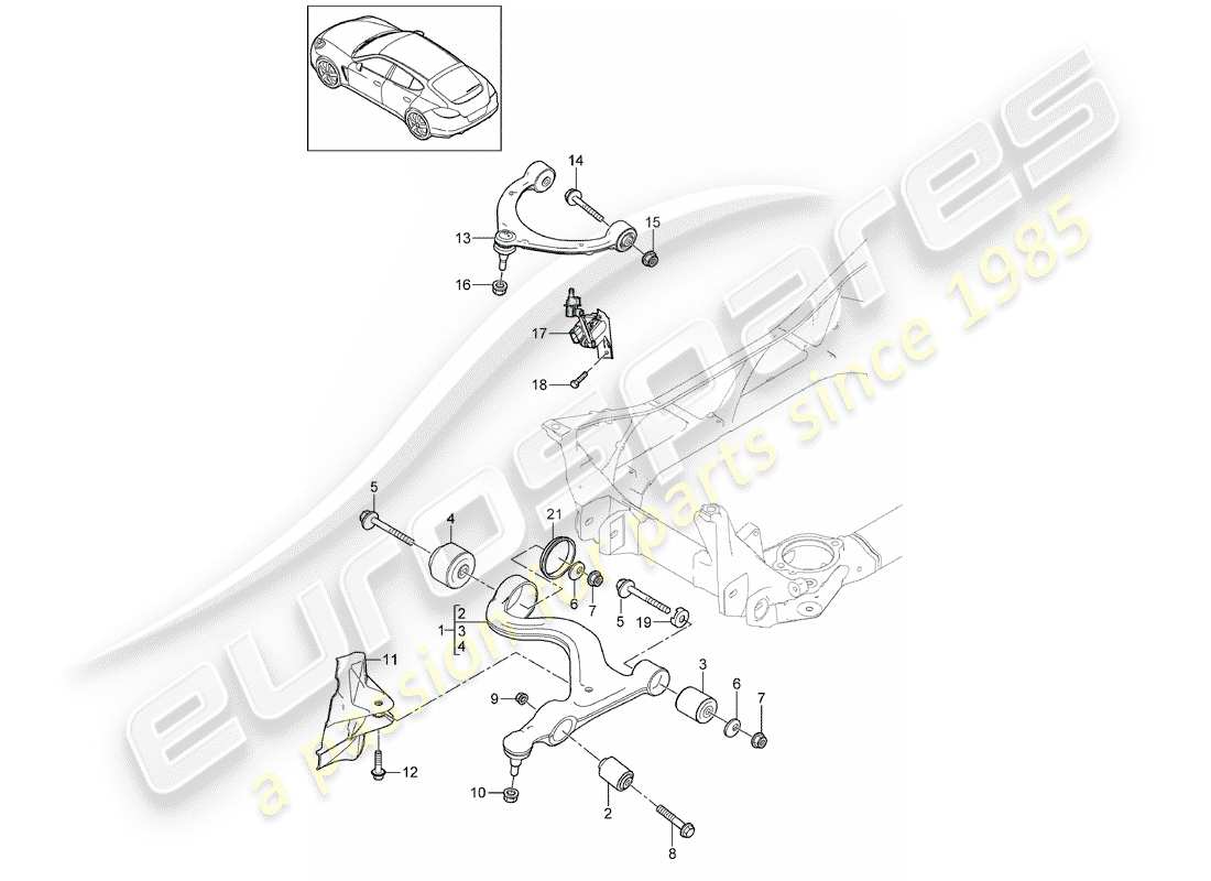 porsche 2010 (panamera 970) bras de commande de voie schéma des pièces