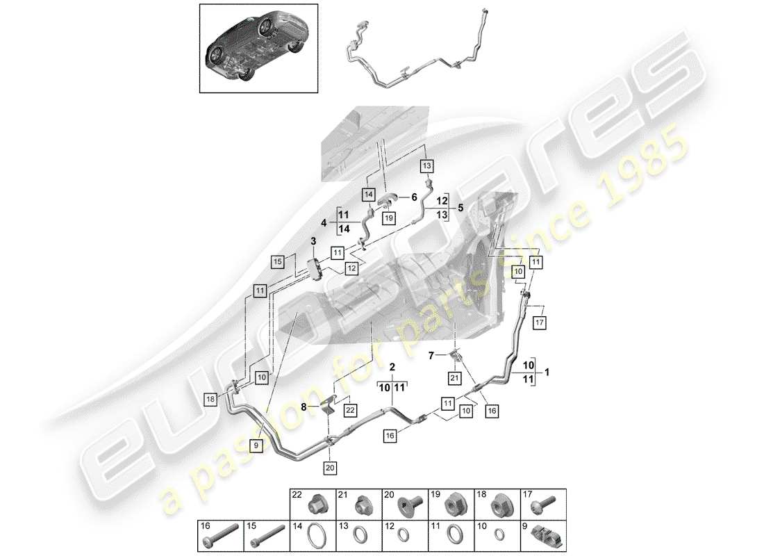 porsche 2020 (cayenne e3 9ya/9yb) climatiseur schéma des pièces