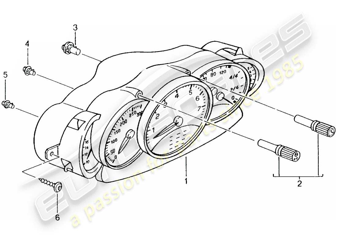 porsche 2001 (996) groupe d'instruments - schéma complet des pièces