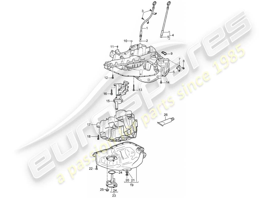 porsche 2008 (cayenne e1 9pa) jauge d'huile schéma des pièces